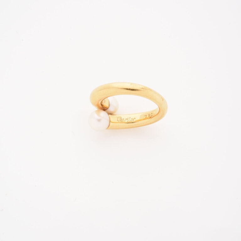 CARTIER - Bague Toi et Moi en or jaune (750) orée de deux perles de culture - S…