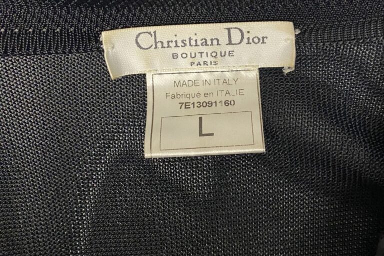 Christian DIOR boutique - Gilet en viscose noir boutonné à encolure ronde, moti…