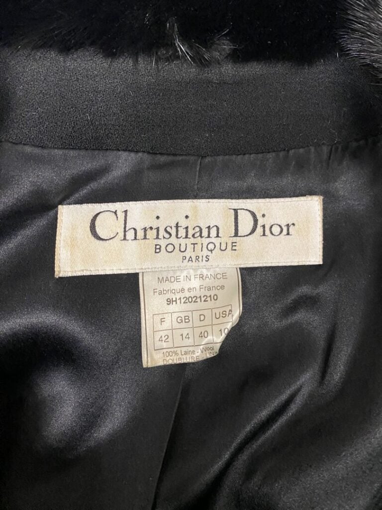 Christian DIOR Boutique - Veste bi-matière courte en laine et doublure soie noi…
