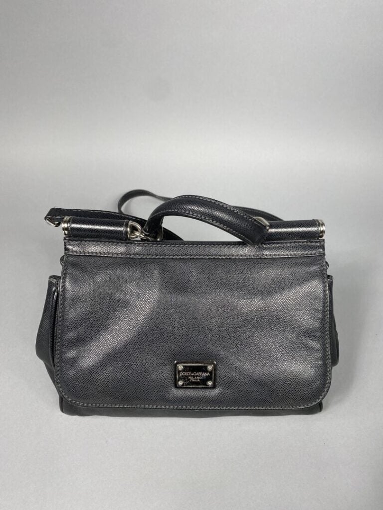DOLCE & GABBANA - Sac « Sicily » médium en cuir grainé « dauphine » noir garnit…