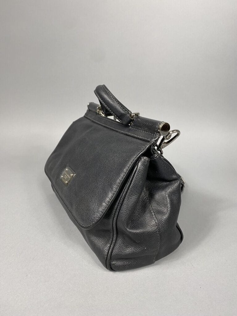 DOLCE & GABBANA - Sac « Sicily » médium en cuir grainé « dauphine » noir garnit…