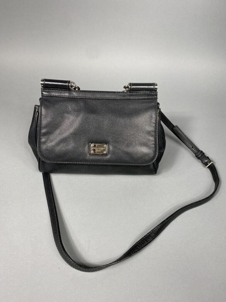 DOLCE & GABBANA - Sac « Sicily » médium en cuir grainé « dauphine » noir garnit…