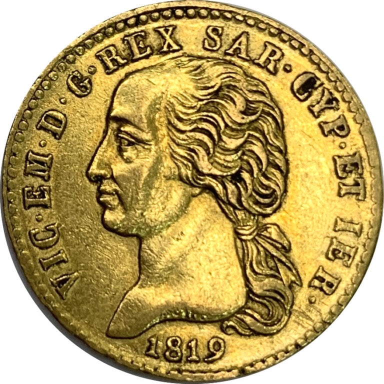 Duché de Sardaigne - Victor Emanuel Ier (1802-1821) - 20 Lire 1819 - A : buste…
