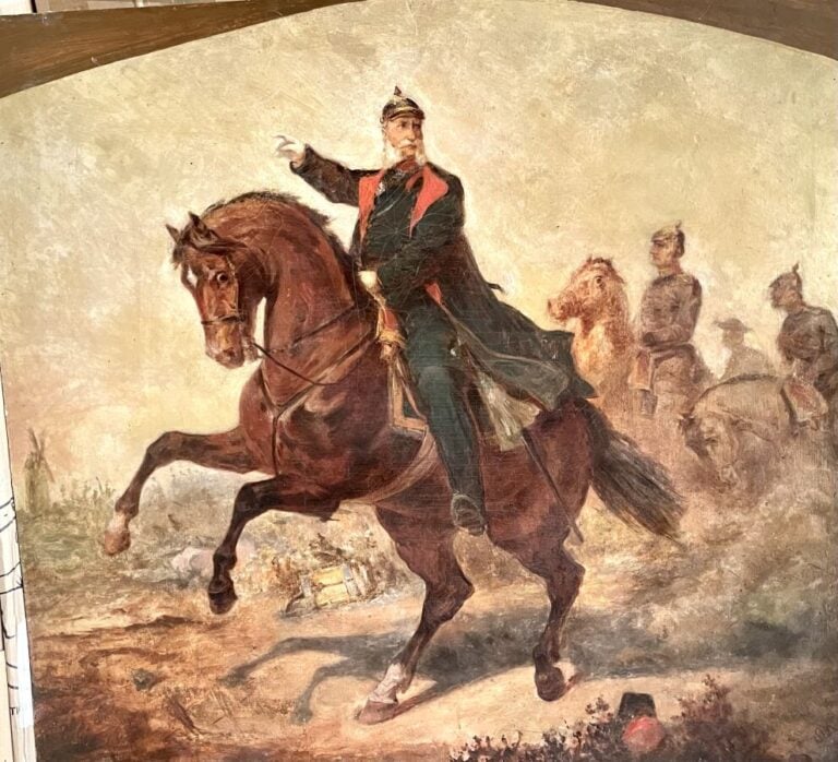 Ecole fin XIXème -début XXème - HINDENBURG à cheval - Huile sur panneau - 92.5…