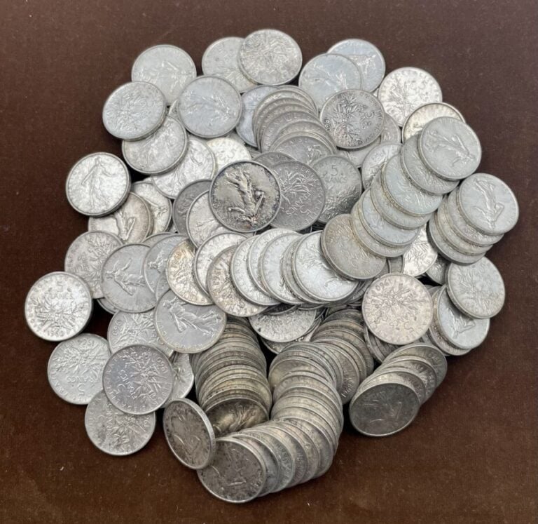 Ensemble de pièces de 5 francs en argent - Poids : 2kg