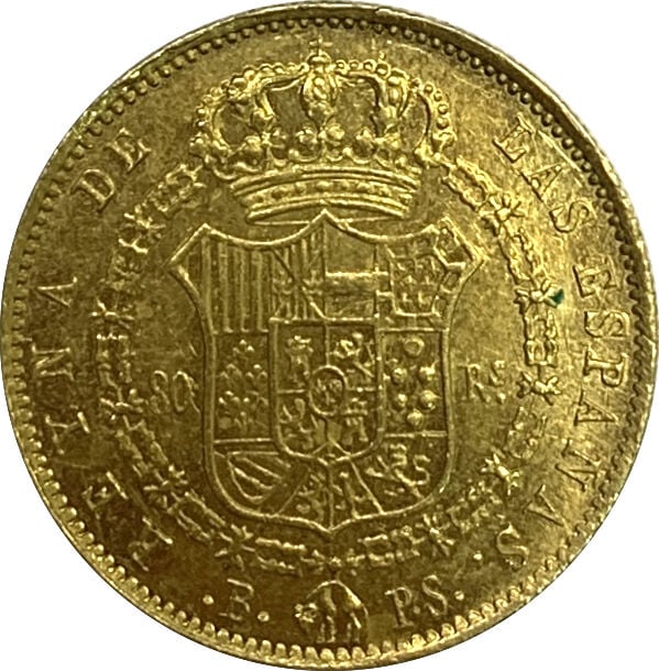 Espagne - Isabelle II (1839-1868) - 80 réales 1840 - A : Tête à droite d'Isabel…