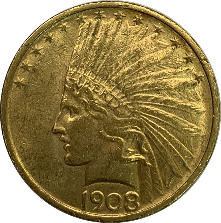 Etats-Unis - Indian Head - 10 Dollars 1908 - A : Tête d'indien à gauche - R : A…