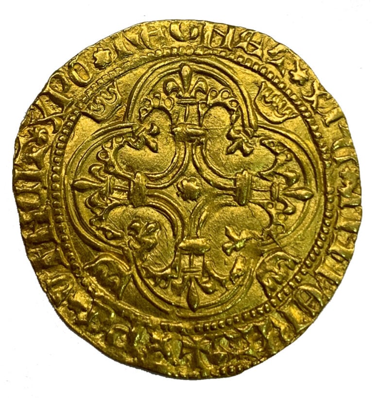 France - Charles VI (1385-1388) - Ecu d'or - A : Ecu couronné - R : Croix fleur…