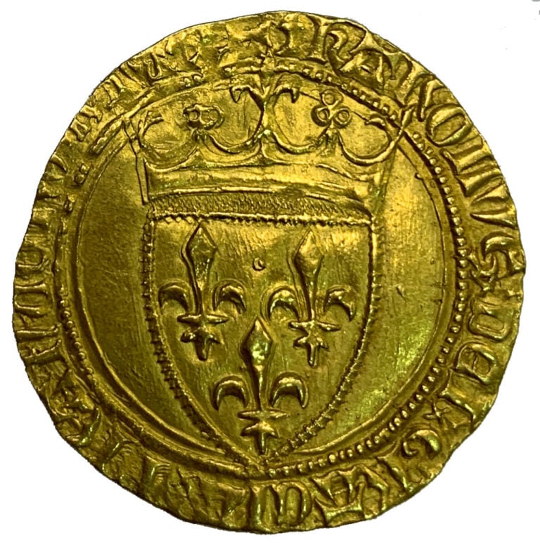 France - Charles VI (1385-1388) - Ecu d'or - A : Ecu couronné - R : Croix fleur…