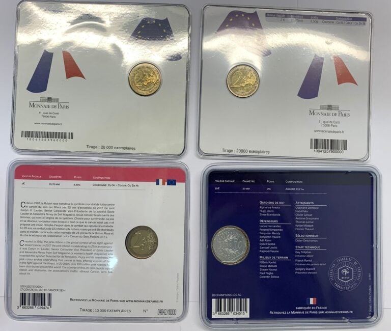 France - Euros - Lot de quatre plaquette BU d' euros commémorative de France co…