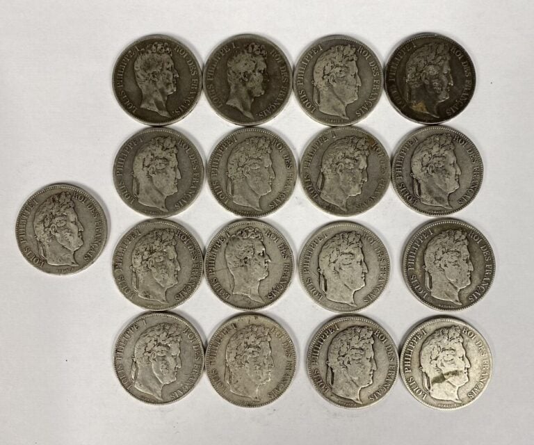 France - Louis Philippe Ier (1830-1848) - Lot de dix-sept 5 Francs Louis Philip…