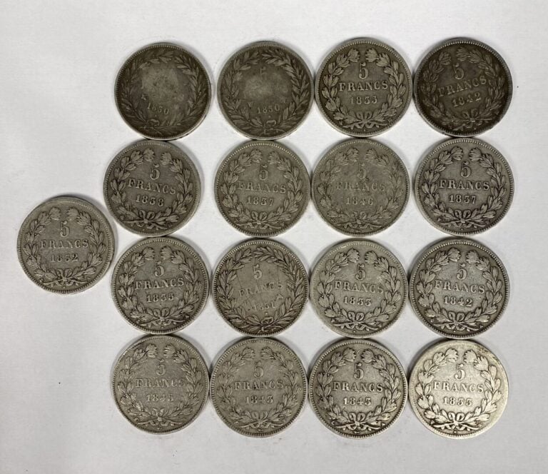 France - Louis Philippe Ier (1830-1848) - Lot de dix-sept 5 Francs Louis Philip…