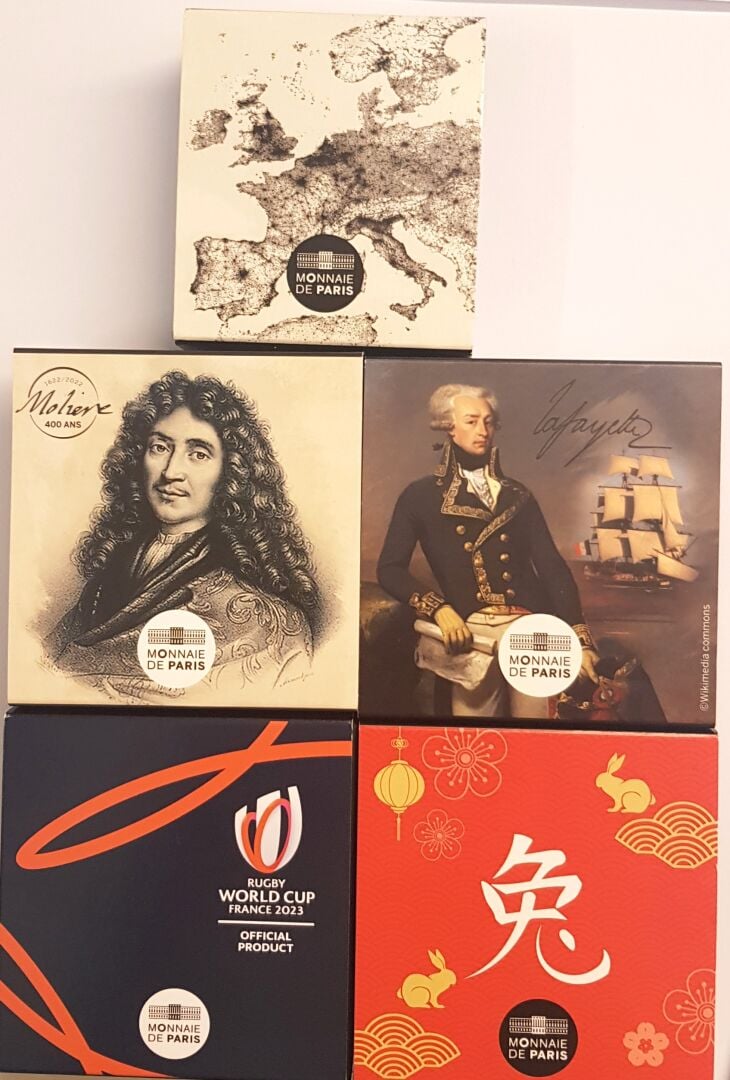 France - Monnaie de Paris - Séries diverses - Lot de cinq monnaies de 10 Euros…