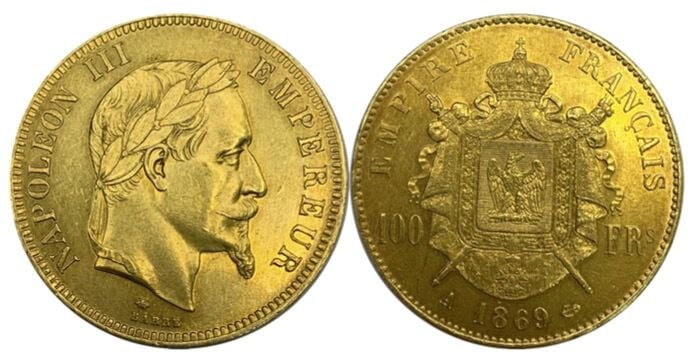 France - Napoléon III (1852-1870) - 100 Francs 1869 A (Paris) - A : Tête laurée…