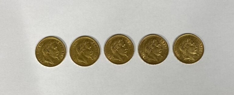 France - Napoléon III (1852-1870) - Lot de cinq 20 Francs Napoléon III - A : Tê…