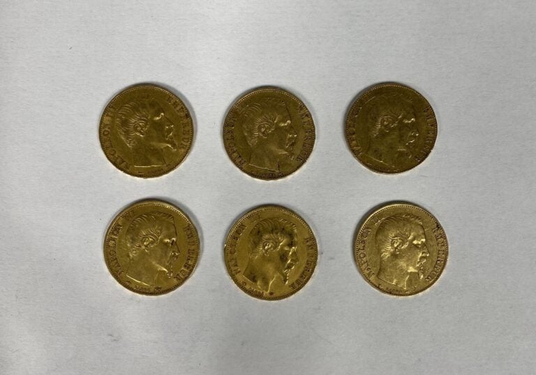 France - Napoléon III (1852-1870) - Lot de six 20 Francs Napoléon III - A : Têt…