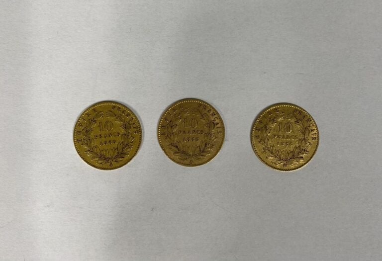 France - Napoléon III (1852-1870) - Lot trois 10 Francs Napoléon III - A : Tête…