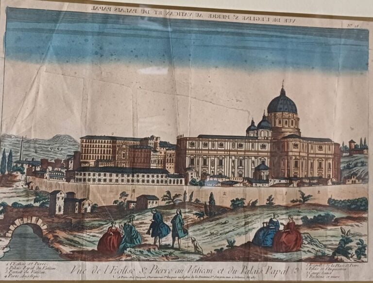Giuseppe Maria Sert - Paysage de ruine sur fond doré et deux vues d'optique - 9…