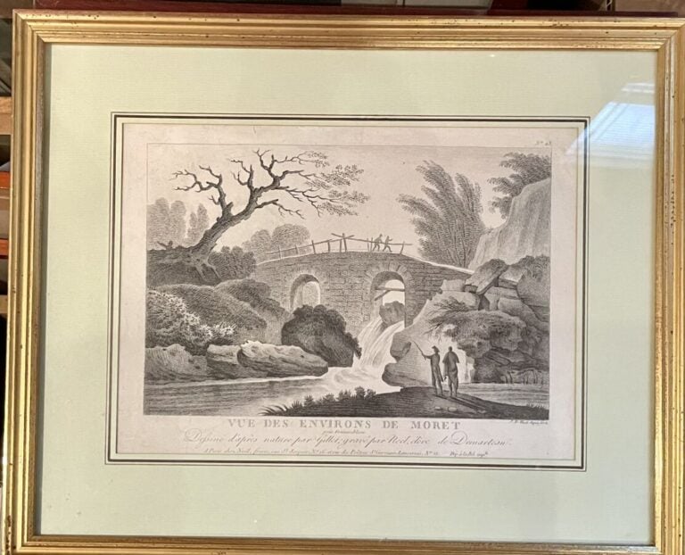 Gravure. Vue du pont des saint pères. Estampe - + 10 gravures paysages et 1 gra…