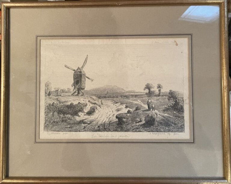 Gravure. Vue du pont des saint pères. Estampe - + 10 gravures paysages et 1 gra…