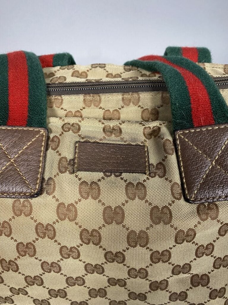GUCCI - Sac en toile GG beige et cuir marron, porté main ou épaule, double anse…