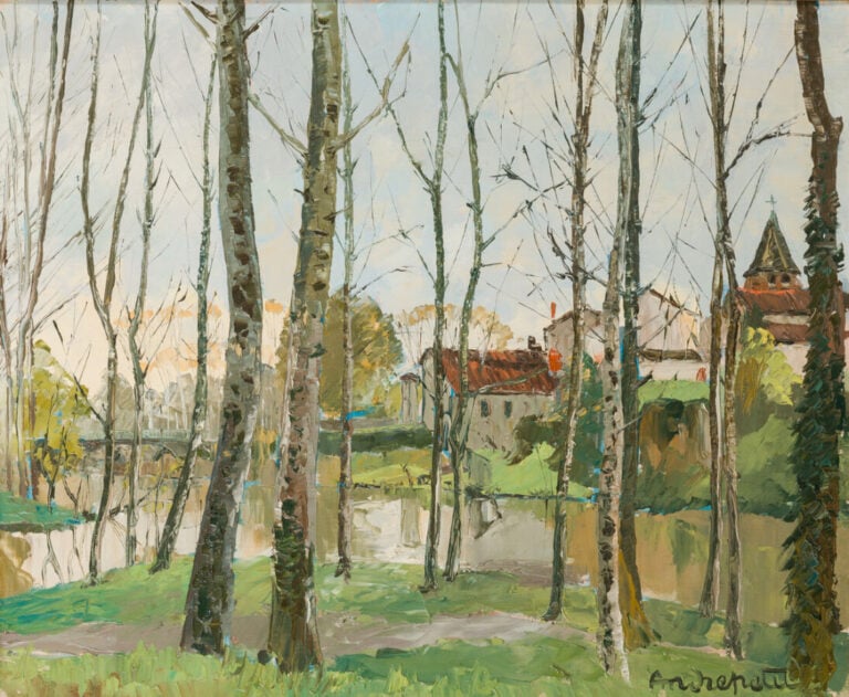 H. ANDREPETIT . Casseneuil. Huile sur Toile,Signée en bas à droite et titrée au…