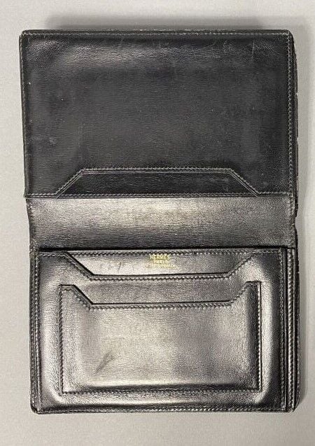 HERMÈS Paris made in france - Porte-cartes en cuir noir - 10 x 15 cm - État d'u…