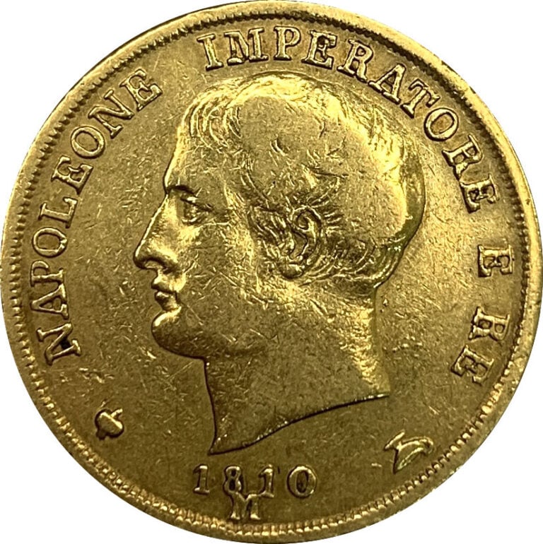 Italie- Napoléon Ier (1804-1814) - 20 Lires 1810 M - A : Tête nue à gauche de N…