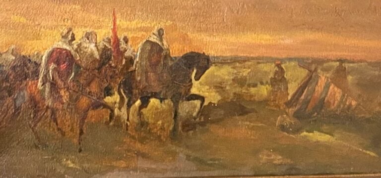 Lot de deux pièces encadrées : - - La caravane - 30 x 41 cm - - Portait d'homme…