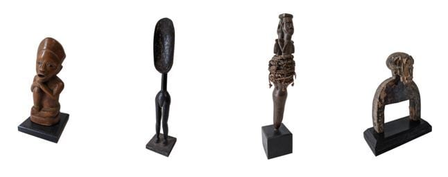 Lot de quatre objets : une statuette Mayombe (République démocratique du Congo)…