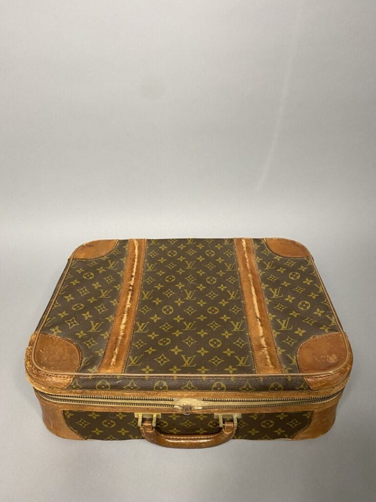 Louis VUITTON - Valise « Stratos 50 » en toile monogram et cuir naturel semi so…