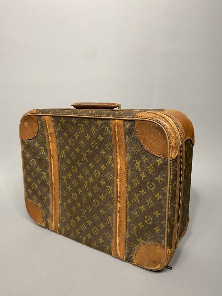 Louis VUITTON - Valise « Stratos 50 » en toile monogram et cuir naturel semi so…