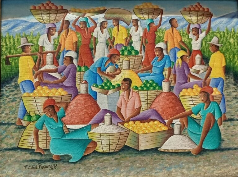 Michel ROUANEZ - Scène haïtienne - 30 x 40,5 cm - - Lot à retirer à Paname Serv…