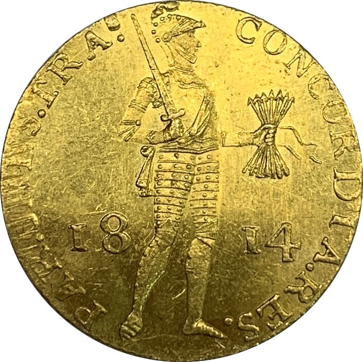 Pays-Bas- Willem Ier - 1 Ducat 1814 - A : Inscriptions en cinq lignes - R : Che…