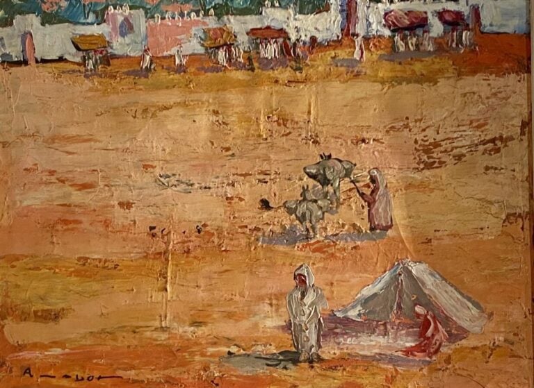 Personnages dans le désert - Toile - 62,5 x 84 cm
