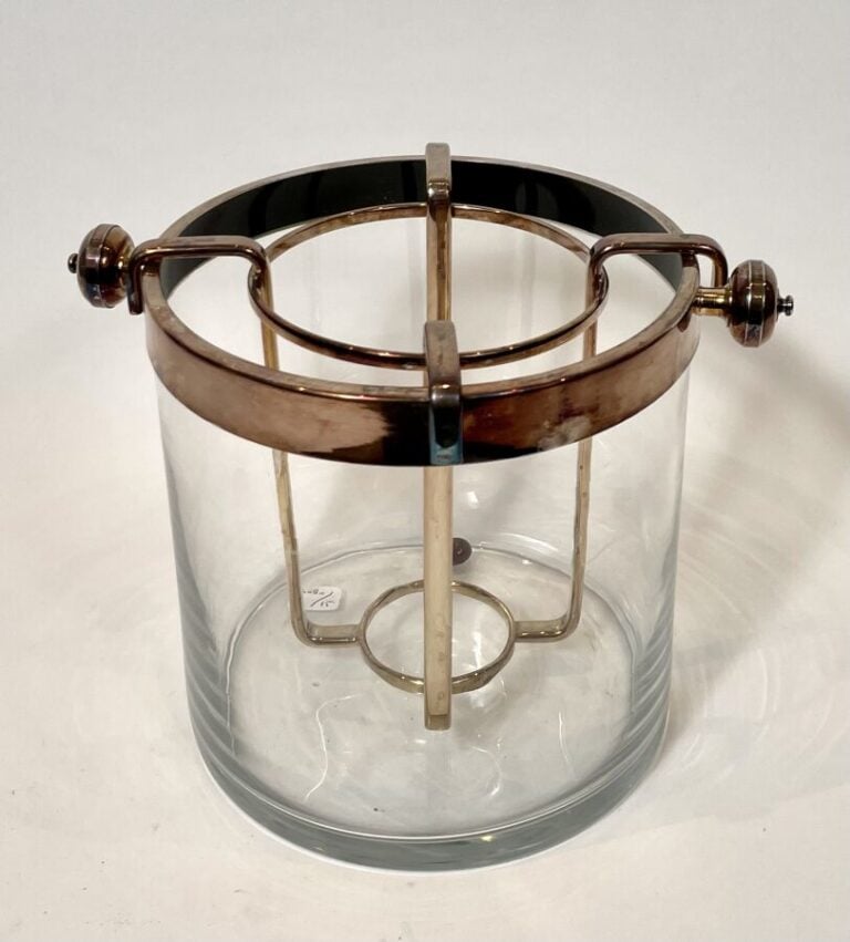 Rafraîchissoir à bouteille en verre et métal - Hauteur : 23 cm