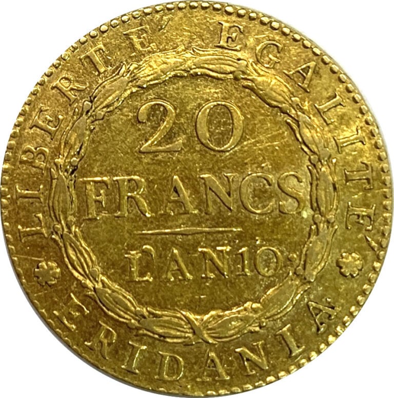 République Subalpine - - 20 Francs Marengo L'AN 10 - A : Buste lauré à gauche d…