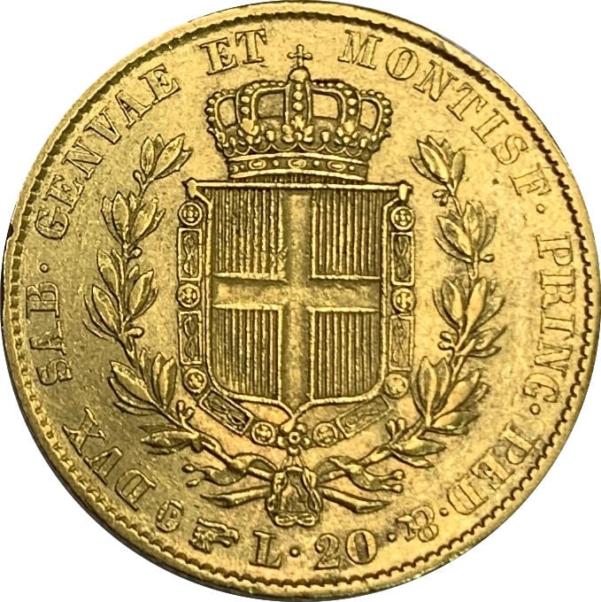 Royaume de Sardaigne - Charles Albert (1831-1849) - 20 Lire 1849 - A : Tête nue…