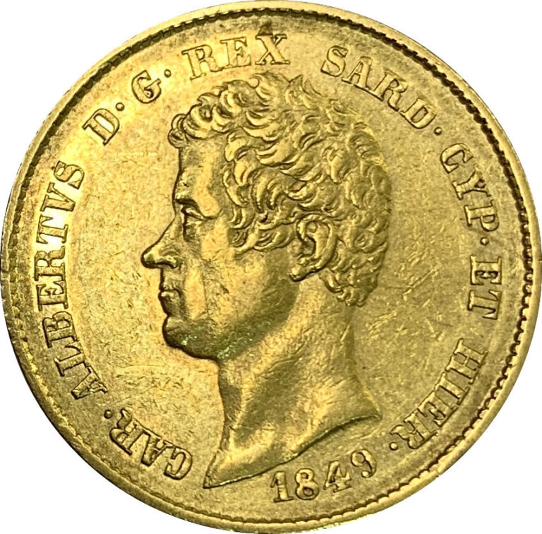 Royaume de Sardaigne - Charles Albert (1831-1849) - 20 Lire 1849 - A : Tête nue…