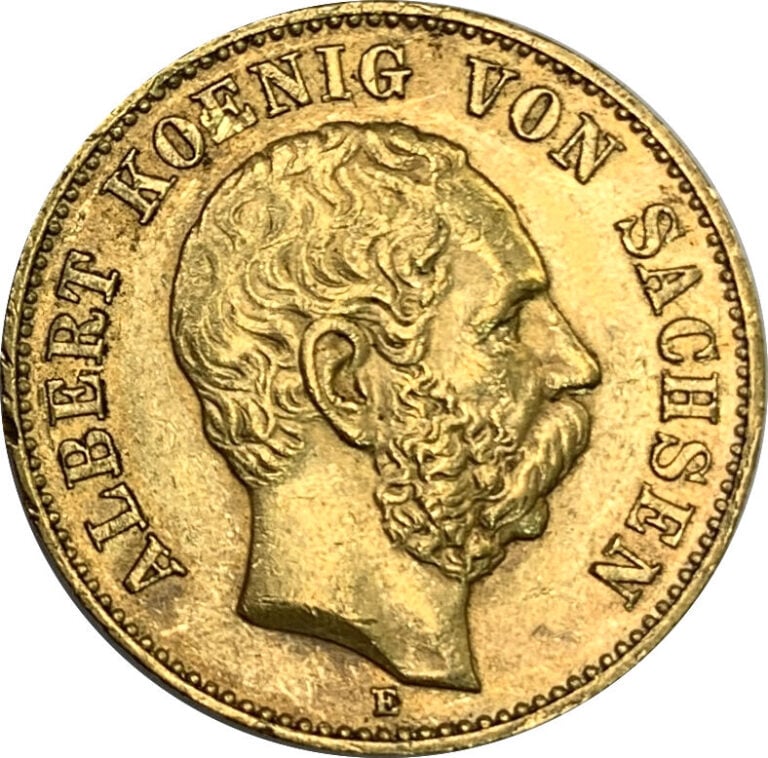 Saxe - Albert (1840-1861) - 20 Mark 1895 - A : tête nue à droite d'Albert de sa…