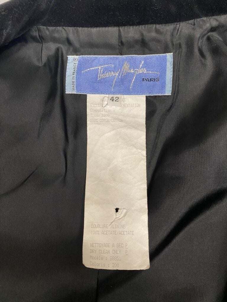 Thierry MUGLER - Gilet sans manche en coton noir effet velours à encolure V, fe…