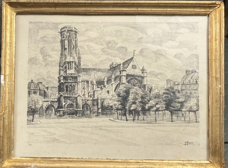 Un lot de trois gravures : Maison de Théodore Rousseau, Saint Germain l'Auxerro…