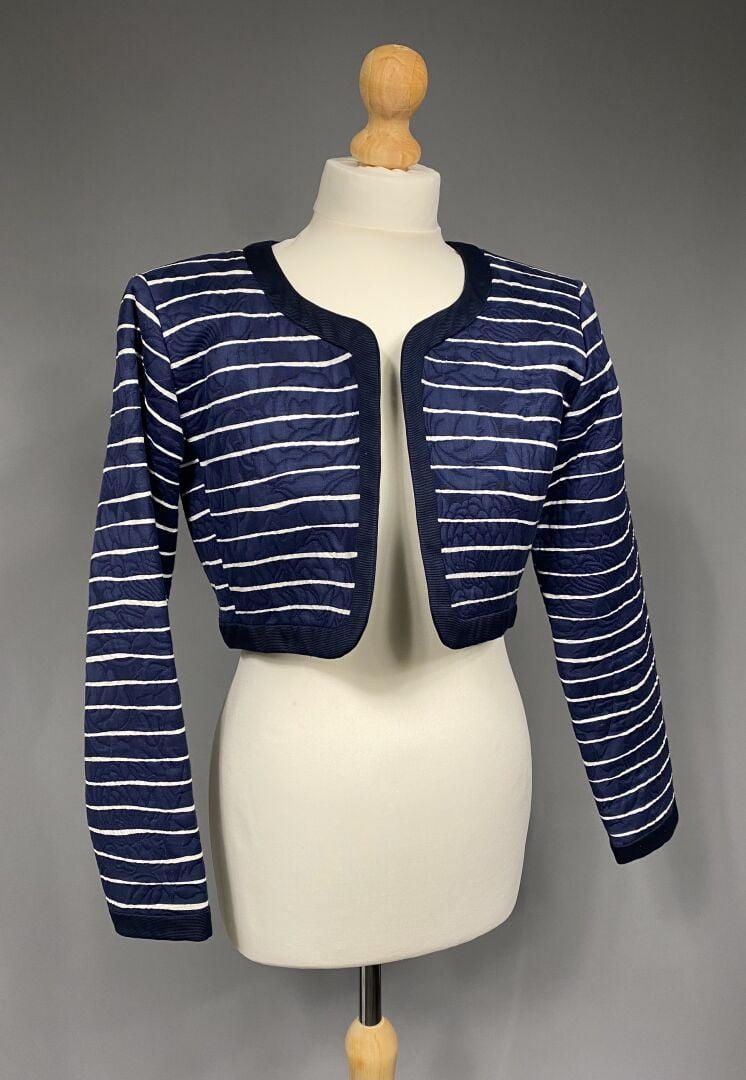 Yves SAINT LAURENT rive gauche - Boléro à encolure ronde en coton et laine à mo…
