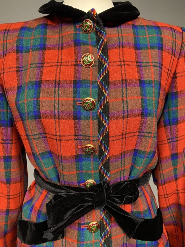 Yves SAINT LAURENT rive gauche - Veste en laine à encolure ronde à motifs de ca…