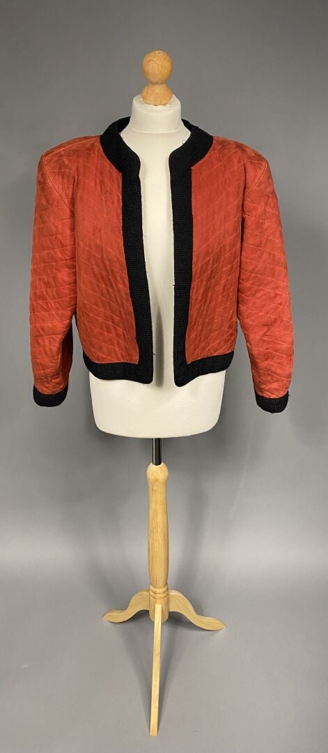 Yves SAINT LAURENT rive gauche - Veste matelassée à encolure ronde en tissu sué…