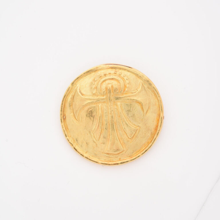 ZOLOTAS - Clip de revers de forme ronde en or jaune (750) à motif de croix sur…