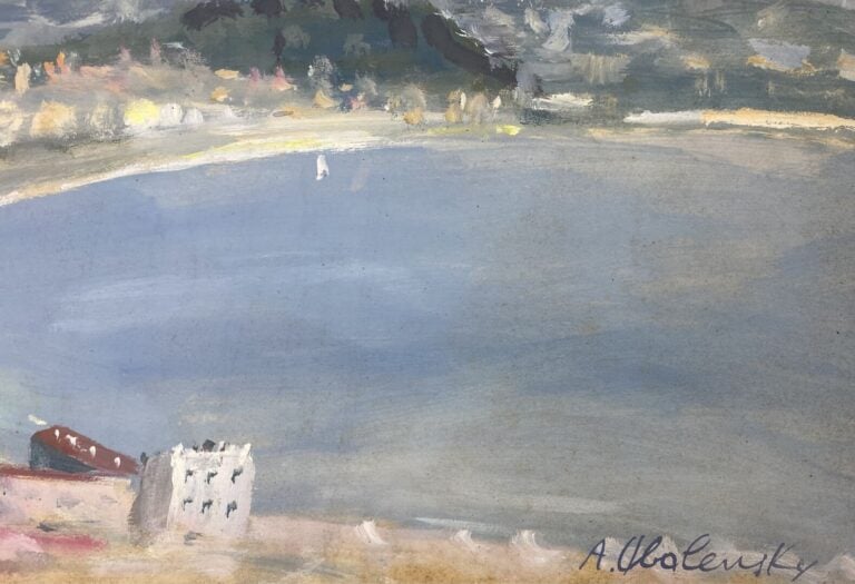 Alexandre OBOLENSKY (1952-2018) ? - Vue sur Nice et le bord de mer - Gouache su…