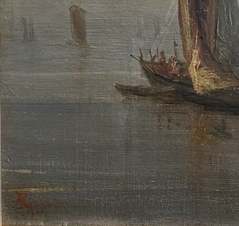 Alexandre RIPAULT (1839-1911) - Vue de port, scène animée - Huile sur toile - S…