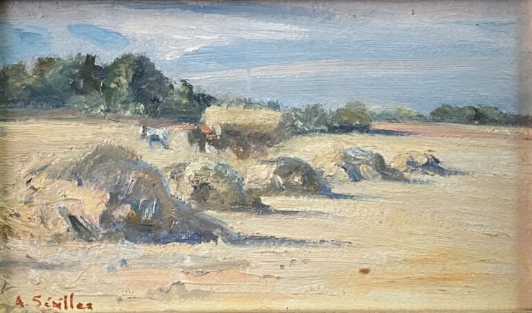 Andrée SEAILLES (1891-1983) - Meules de foin - Paire d'huiles sur panneau - Sig…
