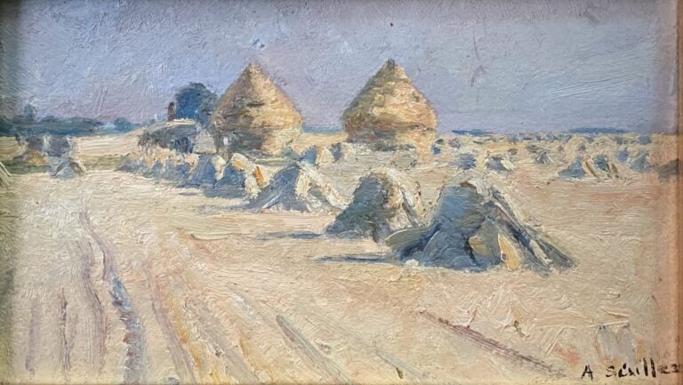 Andrée SEAILLES (1891-1983) - Meules de foin - Paire d'huiles sur panneau - Sig…